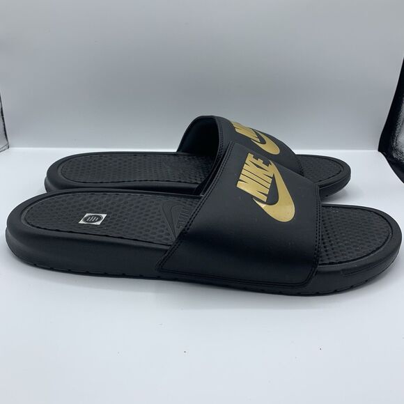 NIKE Benassi JDI Slides Sandals Black Off Court Shoes Slip On Flat Size 14 - Picture 4 of 8